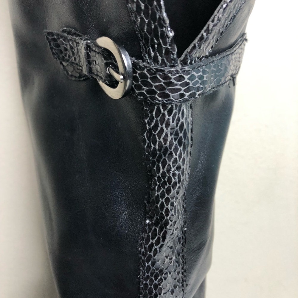 COPY - Tahari Black Leather Boots Size 7 with Snake Skin
